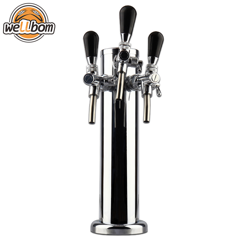 Draft Triple Beer Tower With Adjustable Beer Faucet Tap Stainless Steel Homebrew Bar Fit Kegerator